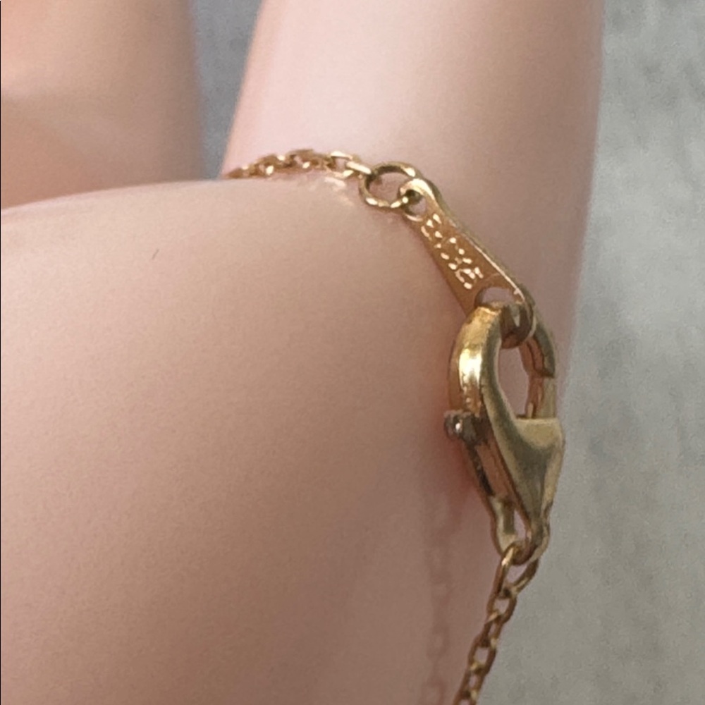 Rachel Zoe Gold Plated 925 Ster Silver Revers Bracelet Pave 3 Clover Moth OPearl - Picture 12 of 15
